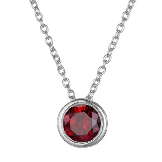 Birthstone Necklace White Gold Dainty Pendant for Women