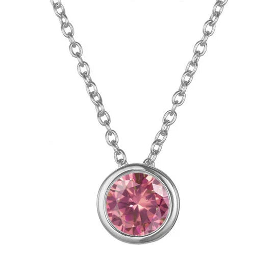 Birthstone Necklace White Gold Dainty Pendant for Women