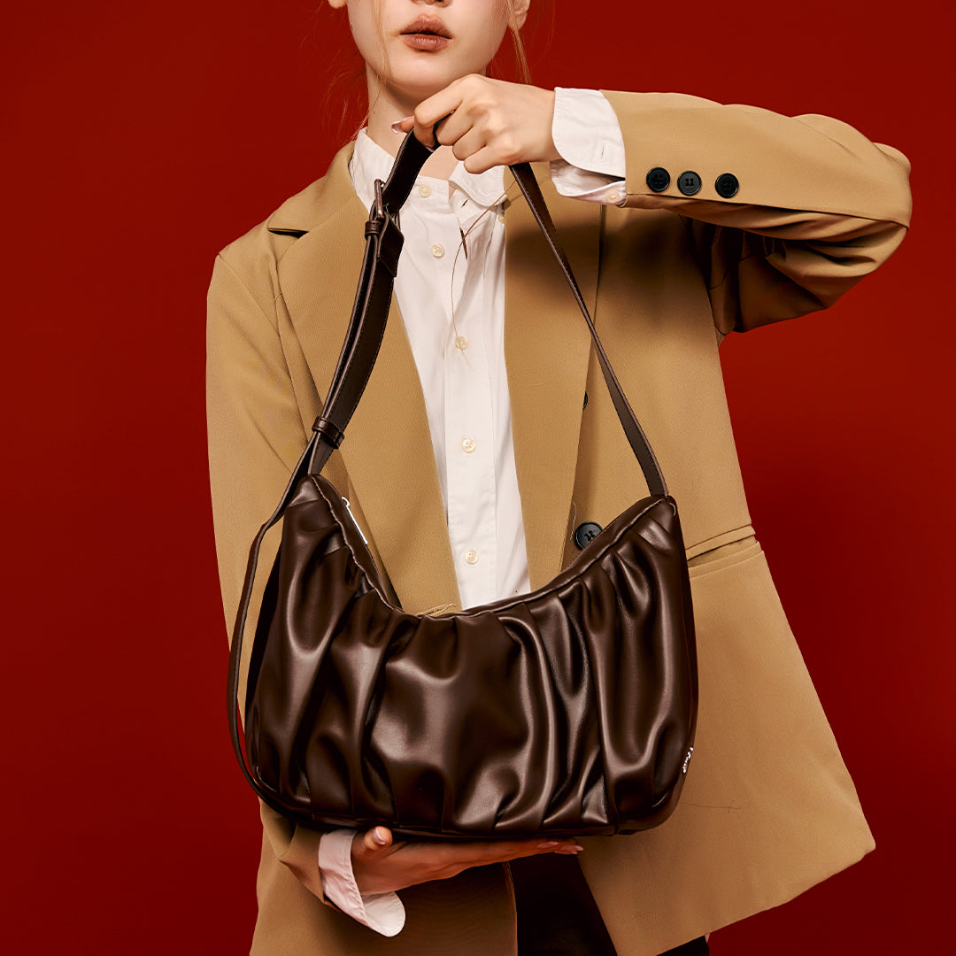 Croissant Leather Sling Bag - Crossbody Handbag for Women