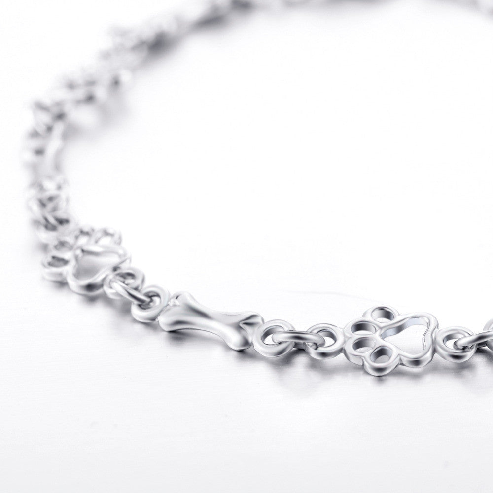 Sterling Silver Dog Paw Bracelet | Dainty Pet Lover Charm Bracelet