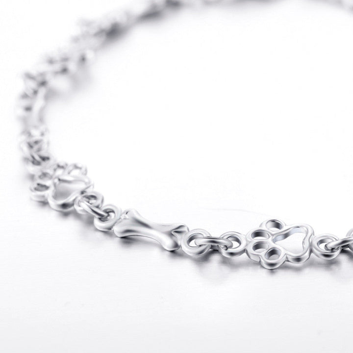 Sterling Silver Dog Paw Bracelet | Dainty Pet Lover Charm Bracelet