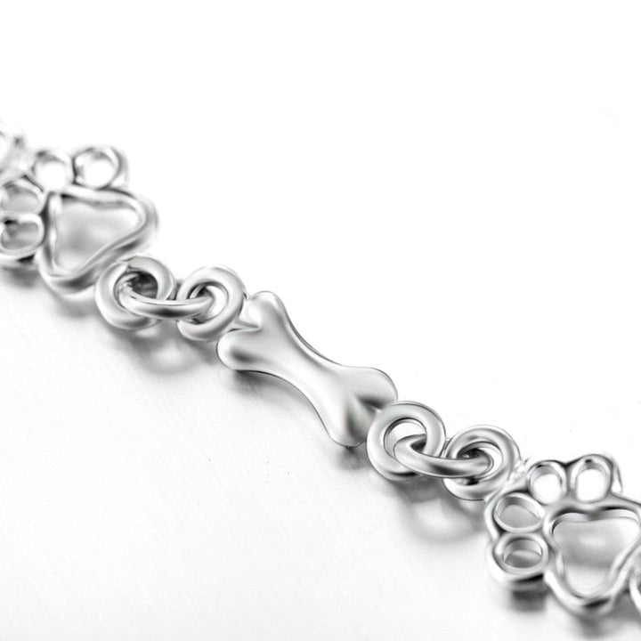Sterling Silver Dog Paw Bracelet | Dainty Pet Lover Charm Bracelet