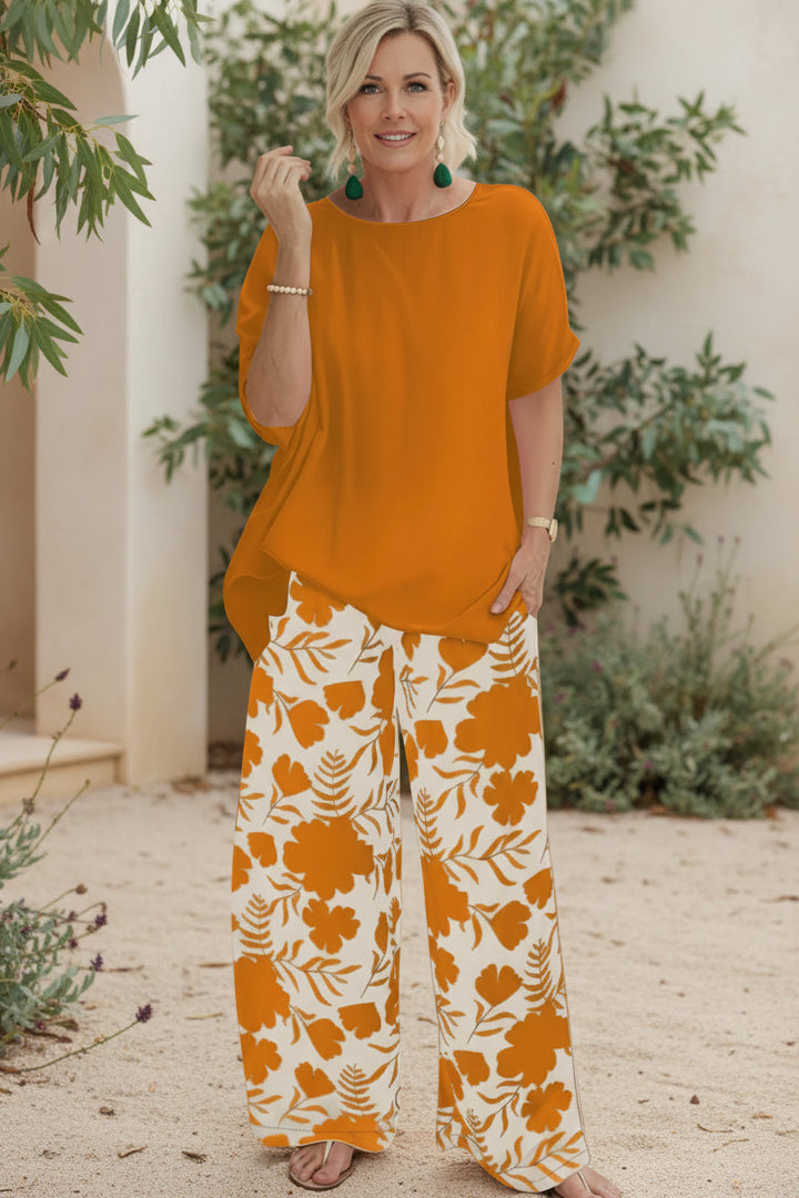 Two Piece Summer Set - Floral Print Matching Outfit