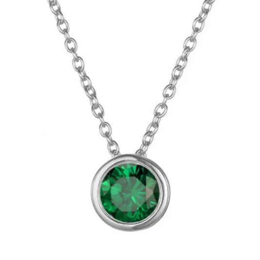 Birthstone Necklace White Gold Dainty Pendant for Women