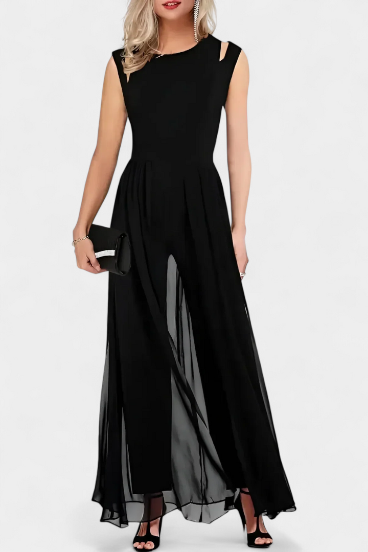 Chiffon Jumpsuit with Open Shoulder Detail for Special Occasions