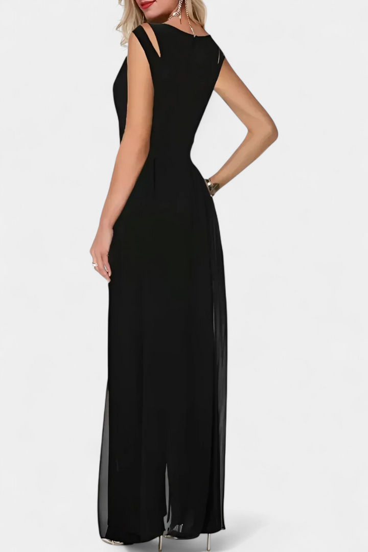 Chiffon Jumpsuit with Open Shoulder Detail for Special Occasions