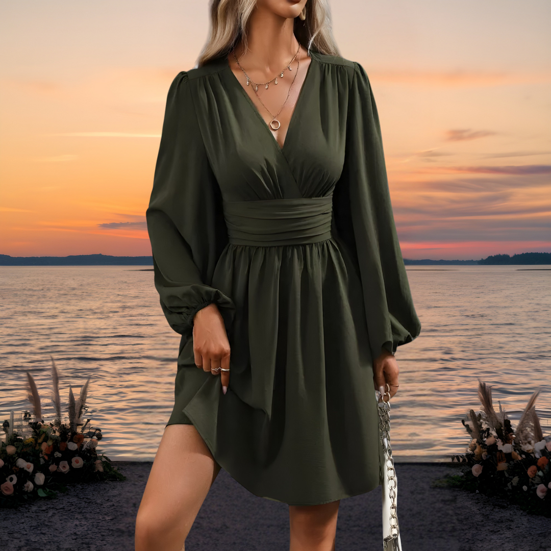 Elegant Midi Dress with Defined Waist for Women