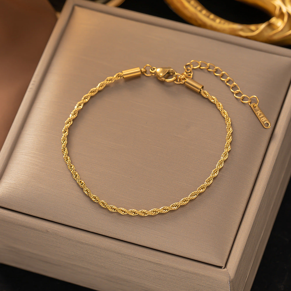 Gold Chain Bracelet with Twisted Design for Women
