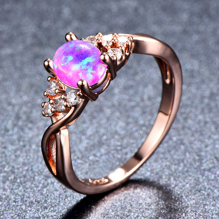 Blue Stone Ring in Rose Gold - Statement Cocktail Ring