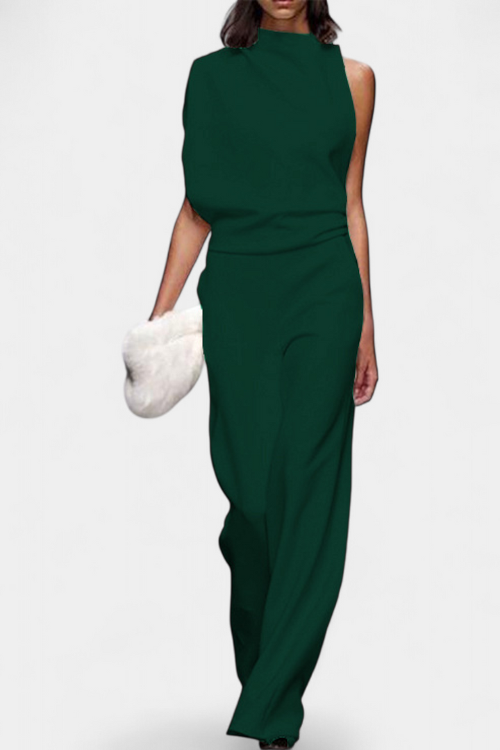 One Shoulder Jumpsuit Wide Leg for Women - Evening Formal