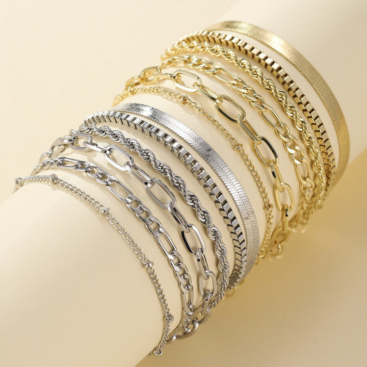 Gold Bracelet Set - Layered Stack Bracelets for Women
