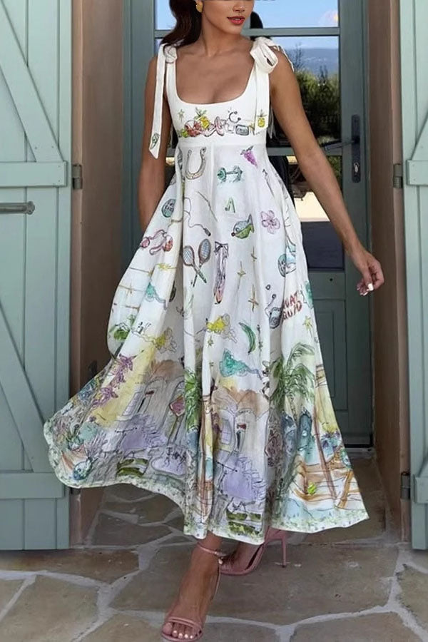 Printed Maxi Dress for Women - Elegant Floor Length Dress