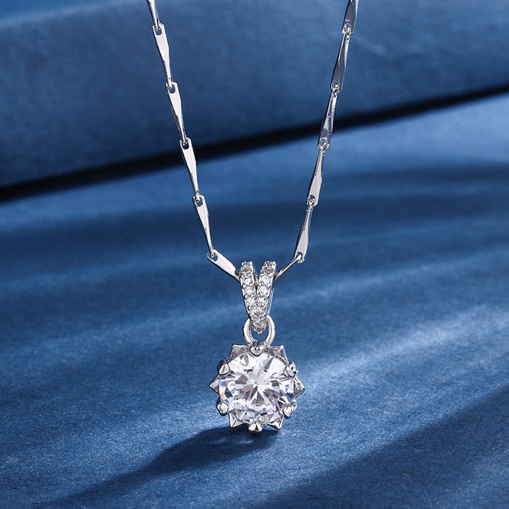 Snowflake Necklace and Earring Set in White Gold Finish