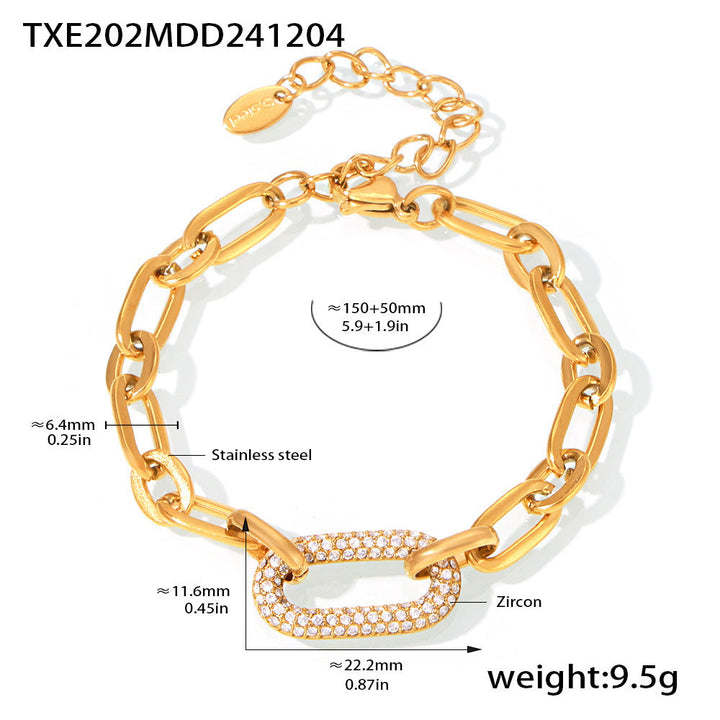 Gold Chain Link Jewelry Set | Chunky Pave Necklace and Bracelet