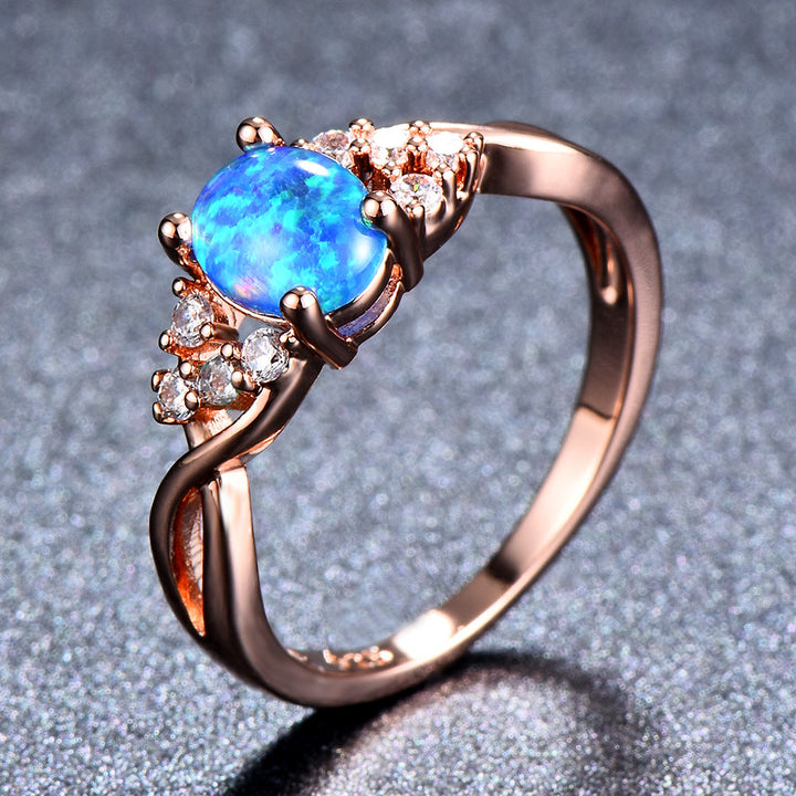 Blue Stone Ring in Rose Gold - Statement Cocktail Ring