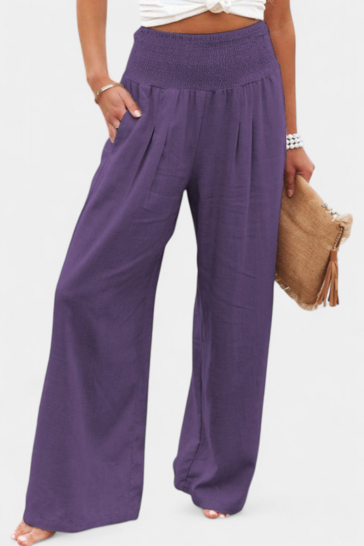 Linen Cotton Pants Women Relaxed Fit High Waist Trousers