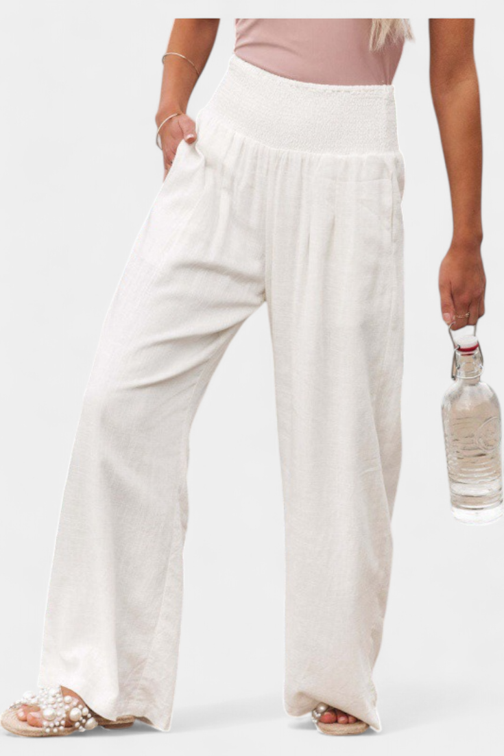 Linen Cotton Pants Women Relaxed Fit High Waist Trousers