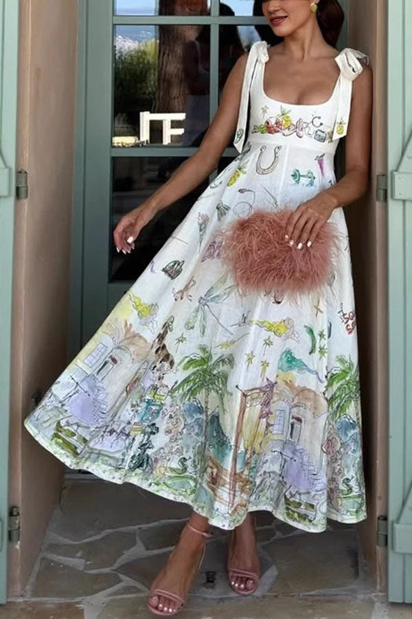 Printed Maxi Dress for Women - Elegant Floor Length Dress