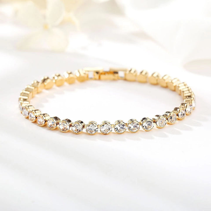Tennis Bracelet Gold Round Cut Classic Timeless Jewelry