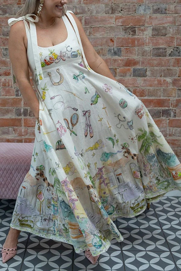 Printed Maxi Dress for Women - Elegant Floor Length Dress