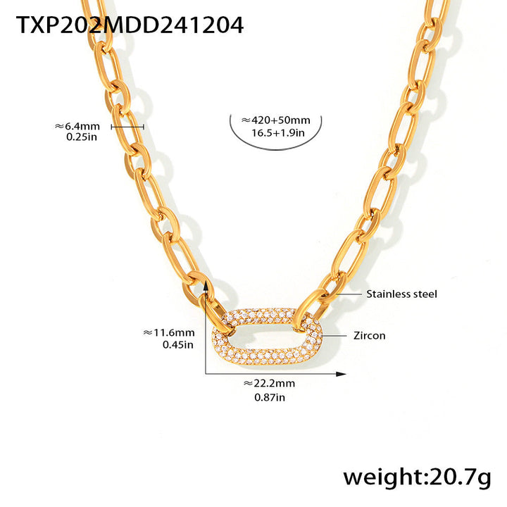 Gold Chain Link Jewelry Set | Chunky Pave Necklace and Bracelet