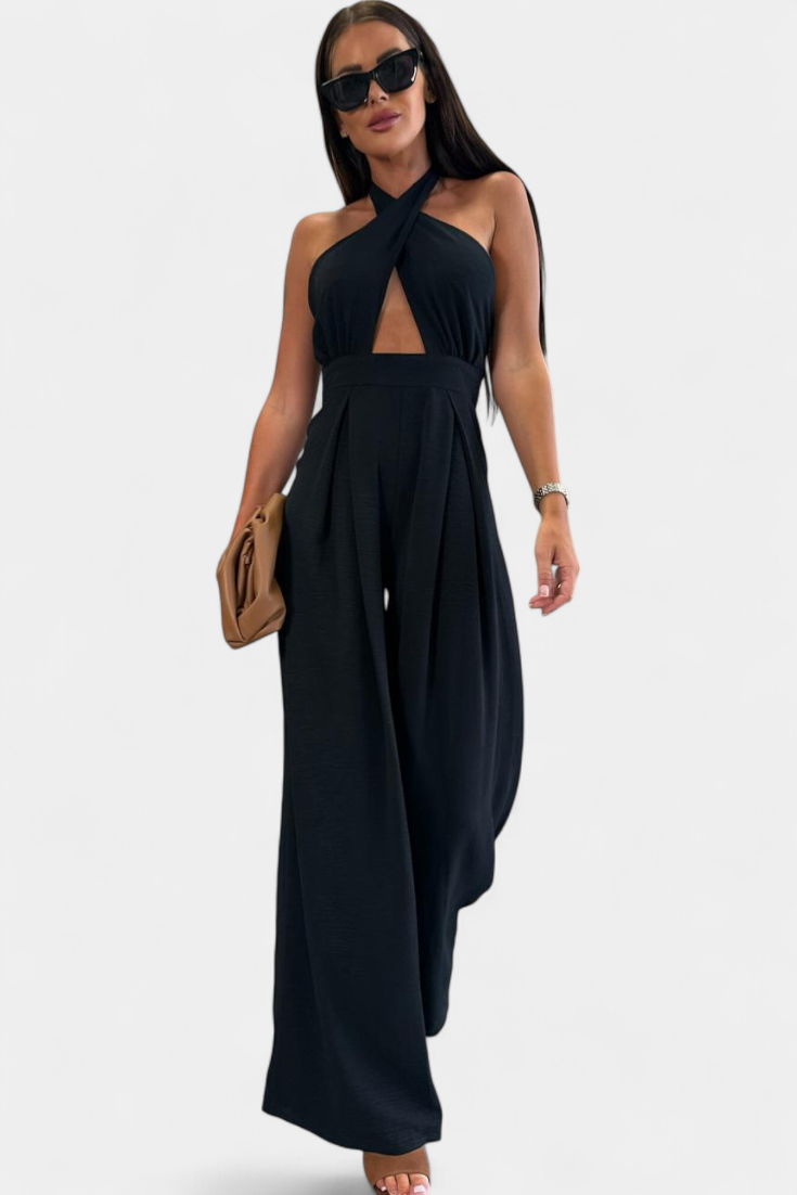 Wide Leg Halter Jumpsuit - Backless Summer Evening Style