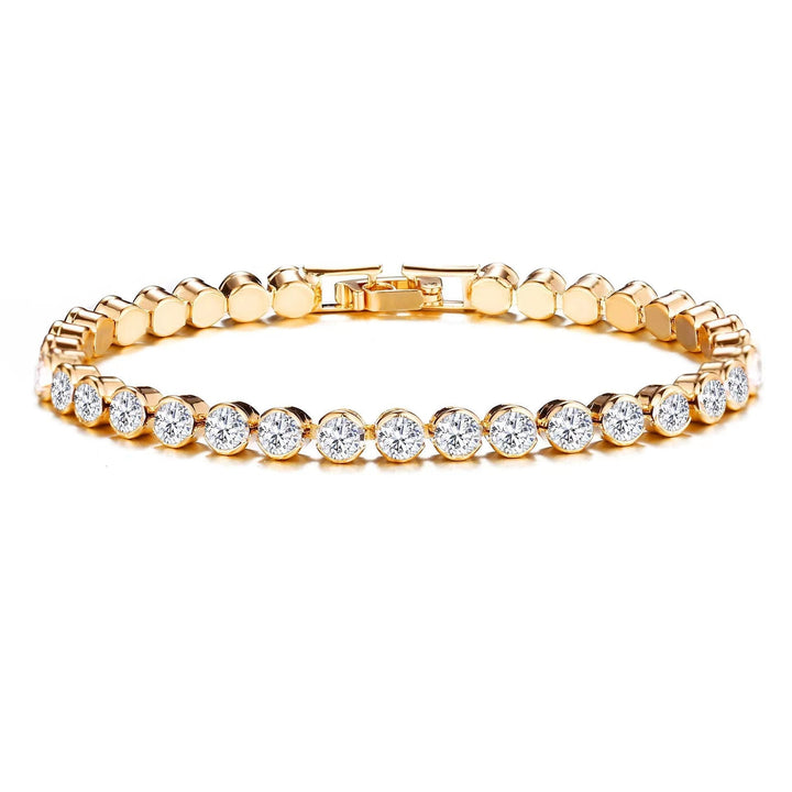 Tennis Bracelet Gold Round Cut Classic Timeless Jewelry