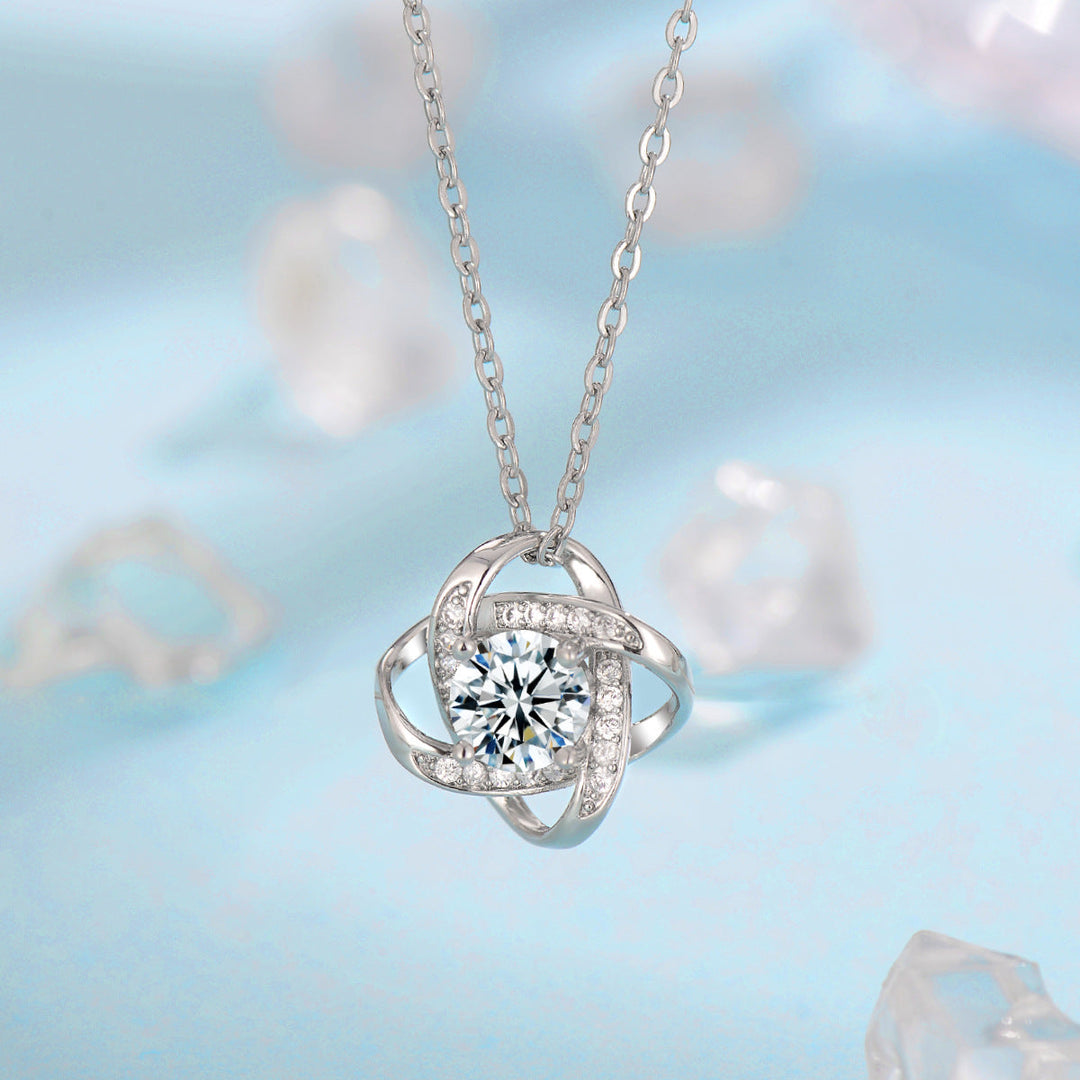 Clover Knot Jewelry Set in White Gold | Elegant Matching Necklace Earrings
