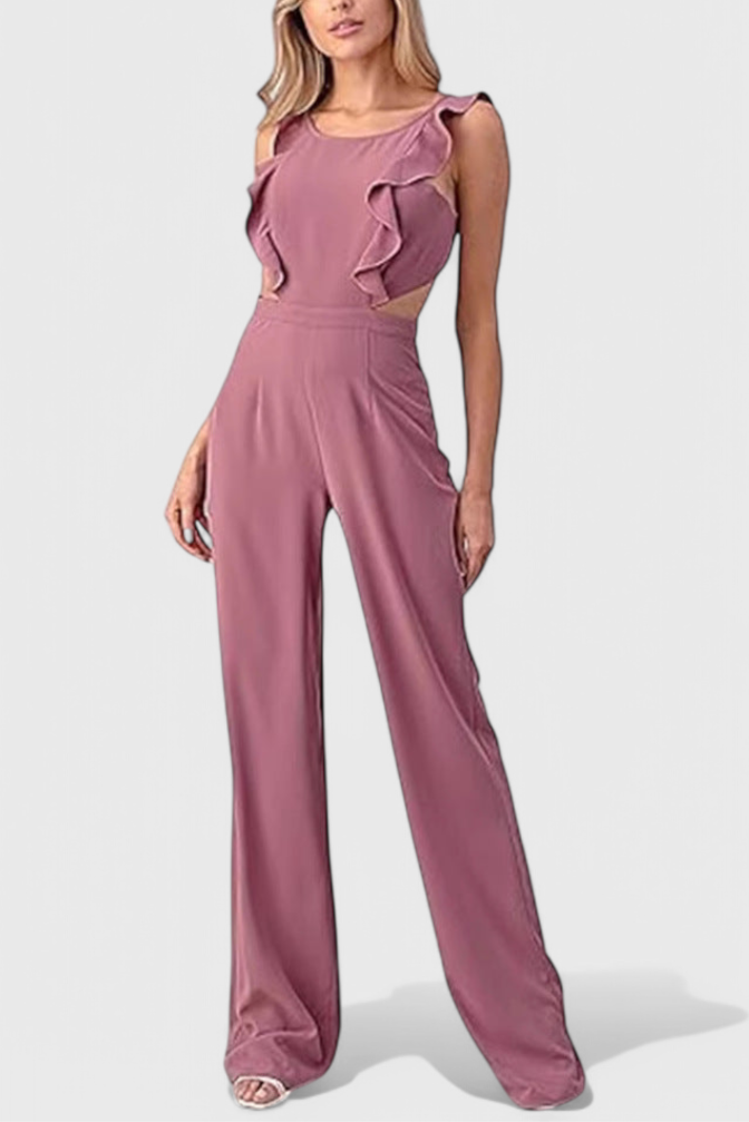 Wide Leg Jumpsuit Sleeveless with Cut-Out Detail and High Waist