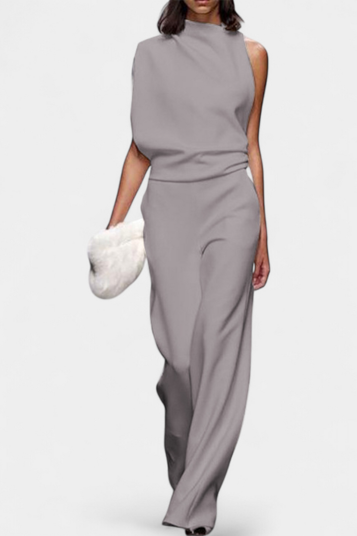 One Shoulder Jumpsuit Wide Leg for Women - Evening Formal