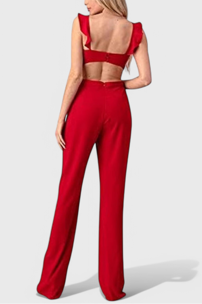 Wide Leg Jumpsuit Sleeveless with Cut-Out Detail and High Waist