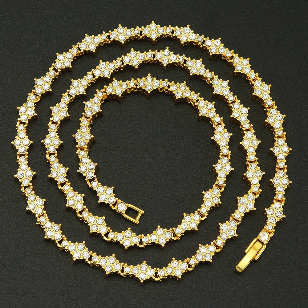 Tennis Necklace Gold - Classic Cluster Design for Women