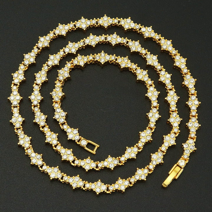 Tennis Necklace Gold - Classic Cluster Design for Women