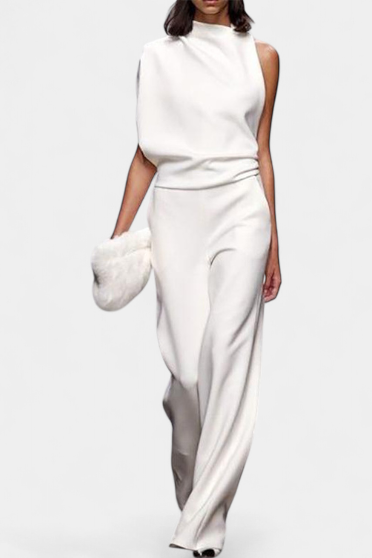 One Shoulder Jumpsuit Wide Leg for Women - Evening Formal