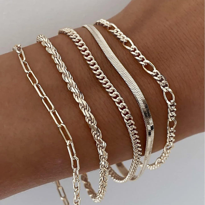 Gold Bracelet Set - Layered Stackable Bracelets for Women