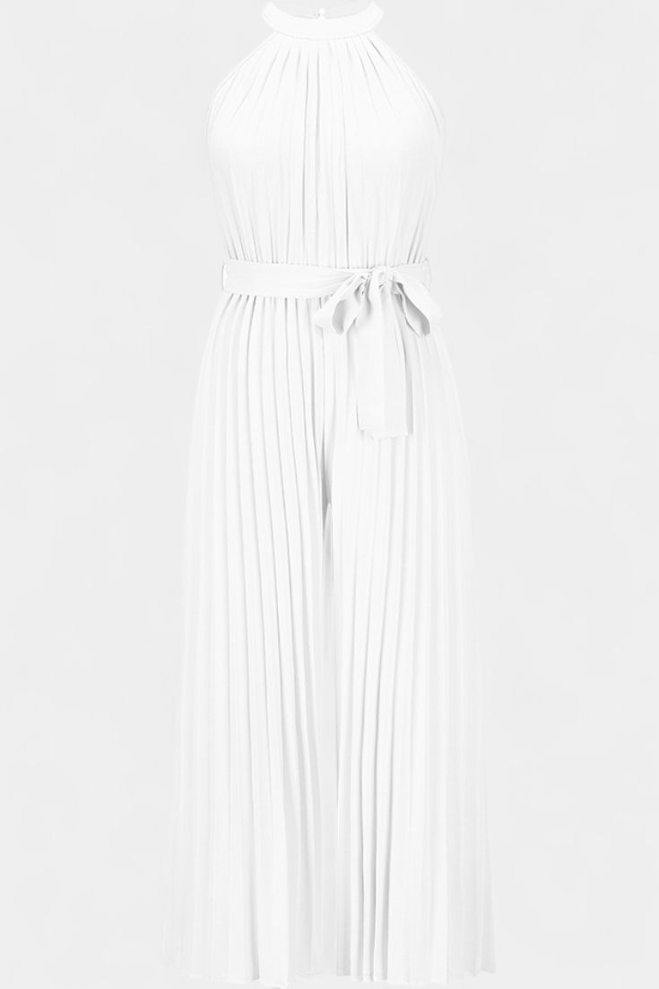 Halter Neck Pleated Palazzo Jumpsuit for Women