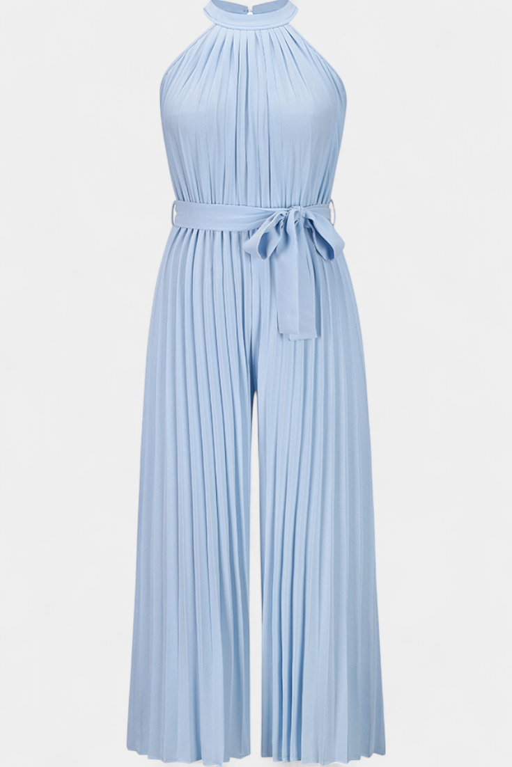 Halter Neck Pleated Palazzo Jumpsuit for Women