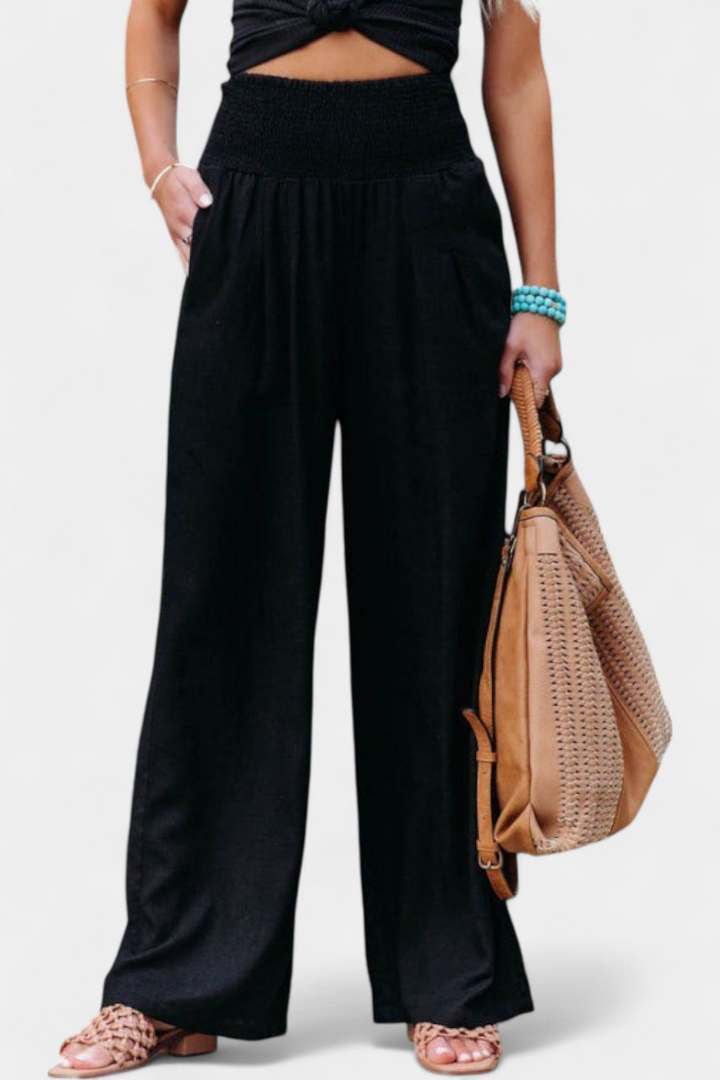 Linen Cotton Pants Women Relaxed Fit High Waist Trousers