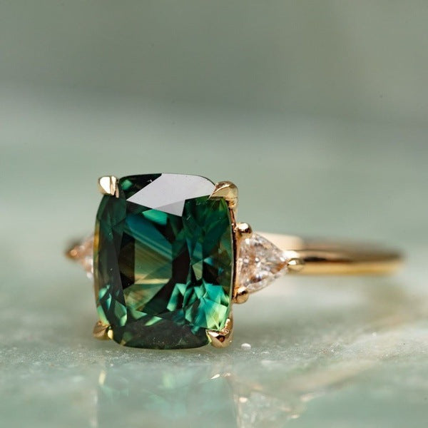 Green Gemstone Ring | Vintage Inspired Gold Statement Ring