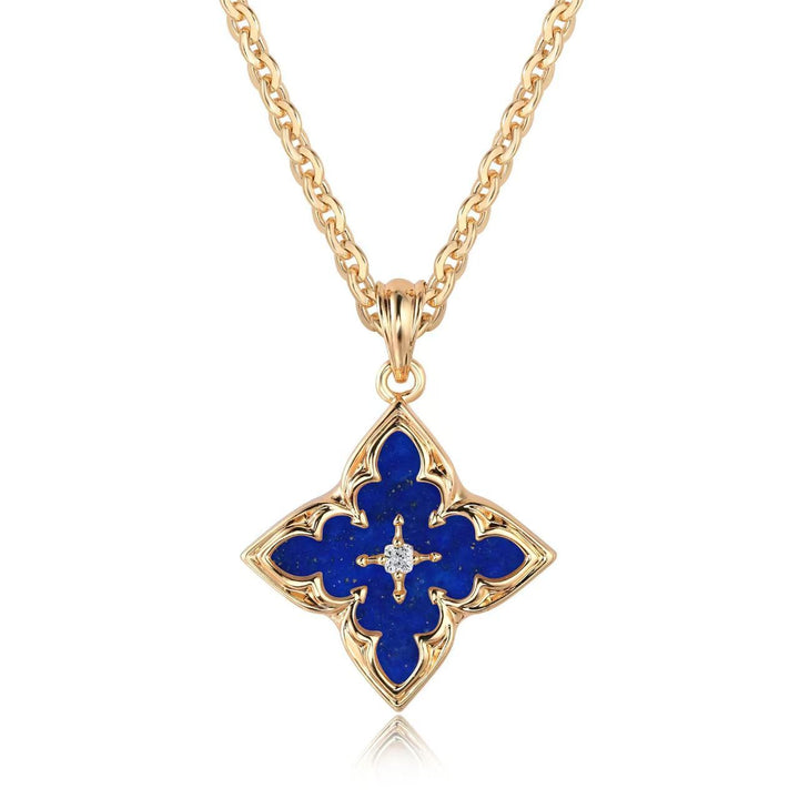 Clover Pendant Necklace | Brown and Gold Charm Necklace
