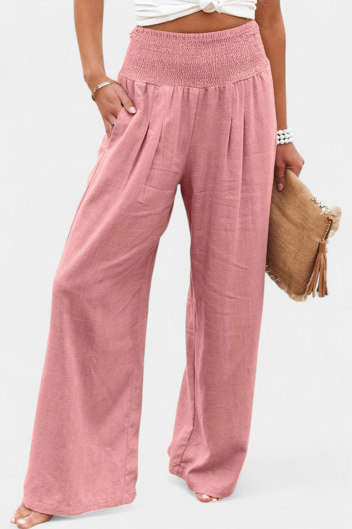 Linen Cotton Pants Women Relaxed Fit High Waist Trousers