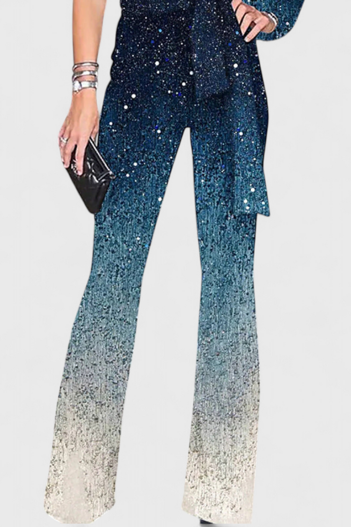 Asymmetrical Sequin Jumpsuit Wide Leg One Shoulder Formal