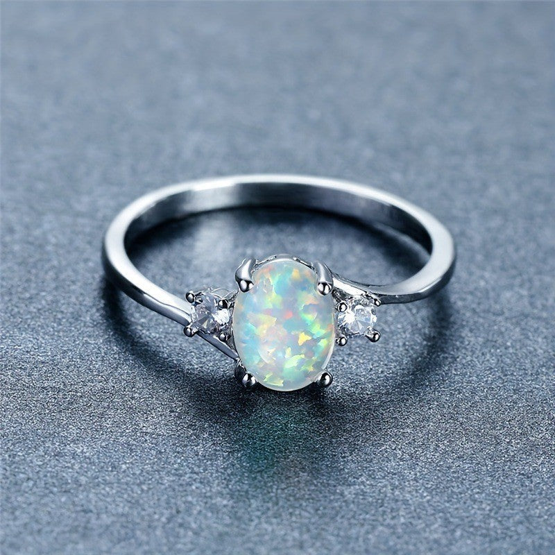 White Gold Opal Ring | Elegant Statement Jewelry for Women