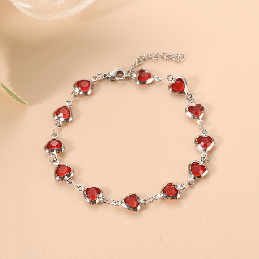 White Gold Bracelet with Garnet Accents | Elegant Jewelry