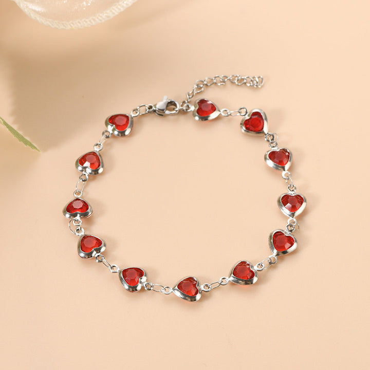 White Gold Bracelet with Garnet Accents | Elegant Jewelry