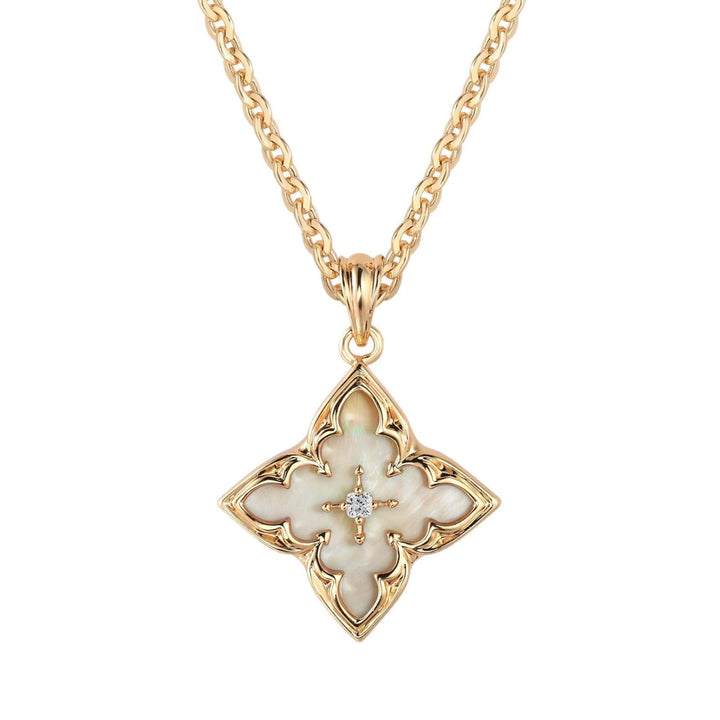 Clover Pendant Necklace | Brown and Gold Charm Necklace