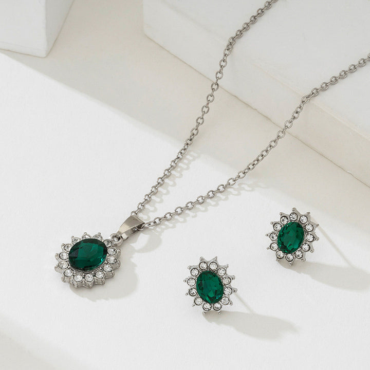 White Gold Jewelry Set | Elegant Necklace Earring Bracelet Set