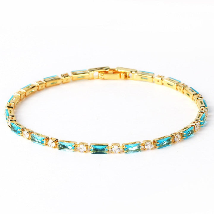 Turquoise Stone Bracelet with Gold Accents