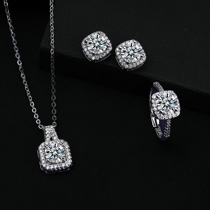 Crystal Jewelry Set in White Gold | Elegant Necklace Earring Set