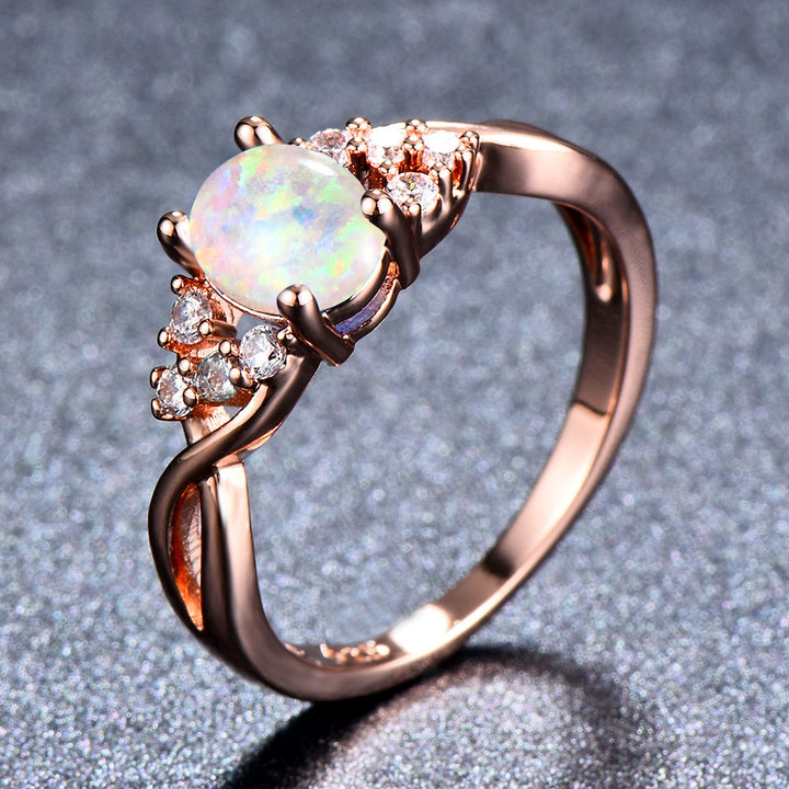 Blue Stone Ring in Rose Gold - Statement Cocktail Ring